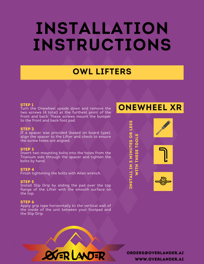 Owl Lifters for Onewheel XR